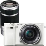 Front Zoom. Alpha a6000 Mirrorless Camera (White) with 16–50mm Retractable Lens and Extra 55–210mm Lens.