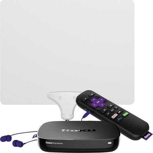 Roku Premiere+ Streaming Media Player & Mohu Leaf 50 Amplified Indoor HDTV Antenna Package-Front_Standard