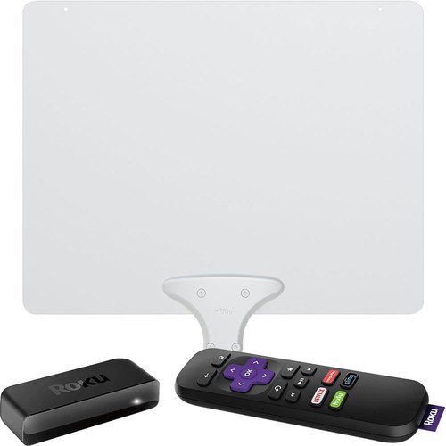 Roku - Roku Express Streaming Media Player & Mohu Leaf 50 Amplified Indoor HDTV Antenna Package - Larger Front