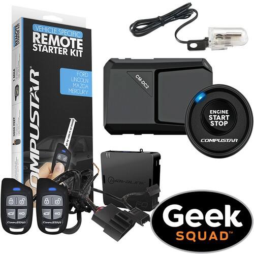 CompuStar - RS1B-DC2 1-Way Remote Starter Kit & Tilt Switch for Select Ford, Mazda and Other Models with Geek Squad® Installation - Larger Front