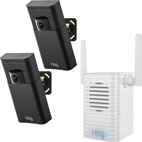 Two Outdoor Stick-Up Cams and Chime Pro Wi-Fi Extender and Indoor Chime Package-Front_Standard