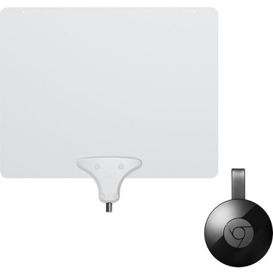 Google - Chromecast & Mohu Leaf 50 Amplified Indoor HDTV Antenna Package - Front Zoom