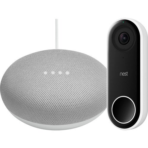 Google Home Mini & Nest Hello Smart Wi-Fi Video Doorbell Package - Best Buy