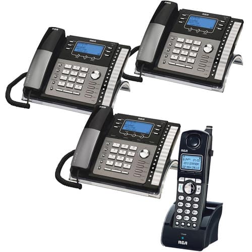 Small Business Phone Systems Best Rca 4 Line Expandable Small Business Phone System With 3 Corded Desk Phones Featuring A Digital Receptionist Voice Mail