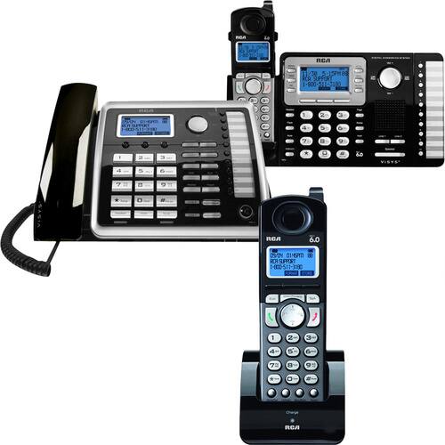 2-Line Cordless Expandable Small Business Phone System with Cordless Base, Cordless Desk Phone and 2 Cordless Handsets-Front_Standard 