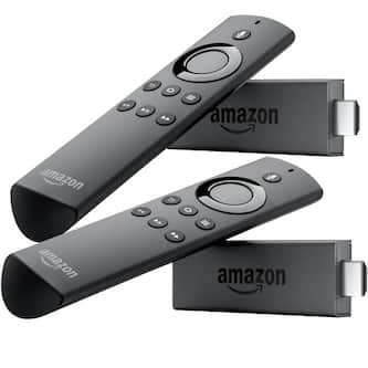 Amazon - Two Fire TV Sticks with Alexa Voice Remote - Larger Front