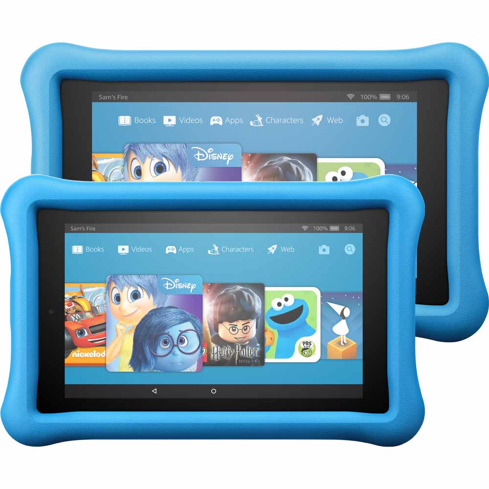Best Buy Amazon Fire HD 8" & Fire 7" Kids Edition Blue Tablets Package