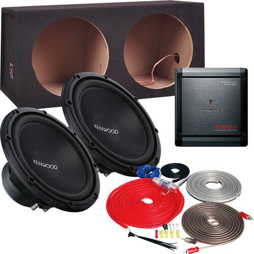 1000W Class D Digital Mono Amplifier with Variable Low-Pass Crossover, 12"Subwoofer, Subwoofer Enclosure and Amp Kit-Front_Standard