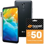 Front. Boost Mobile - LG Stylo 4 Prepaid Cell Phone & Re-Boost $50 Prepaid Phone Card Package.