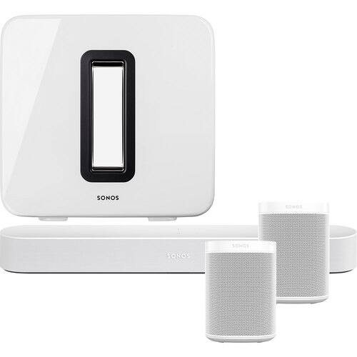 Beam, Sub & 2 Sonos One SL Speakers Package - White-Front_Standard