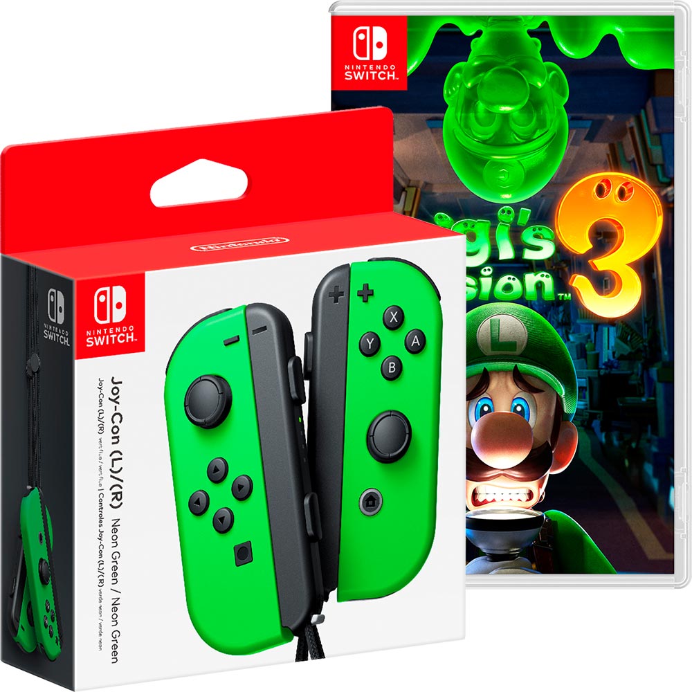 Best Buy: Joy-Con Neon Green (L/R) Wireless Controllers & Luigi's