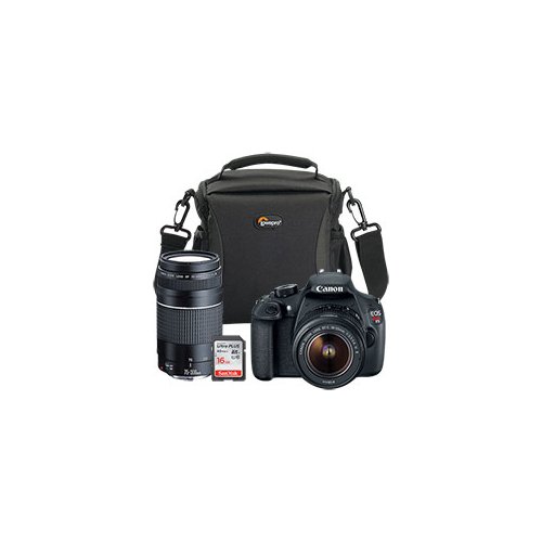 Canon EOS Rebel T5 18.0MP DSLR Camera with 18-55mm Lens, Extra 75-300mm Lens + FREE 16GB Memory Card and Bag