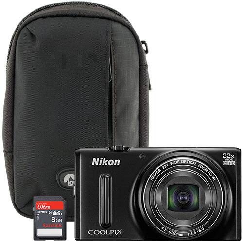 Nikon Coolpix S9600 16.0MP Digital Camera, Case & 8GB Memory Card