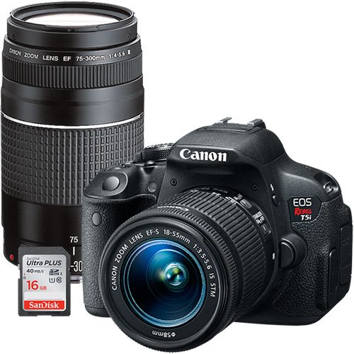 Canon EOS Rebel T5i 18.0MP DSLR Camera with 18-55mm Lens, Extra 75 ...