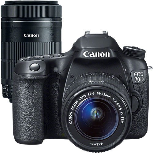 Canon EOS 70D 20.2MP DSLR Camera with 18-55mm Lens & Extra 55-250mm ...