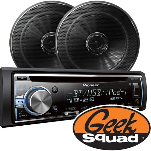 Pioneer CD Stereo Receiver, 61/2" 2Way Car Speakers (Pair) and Geek
