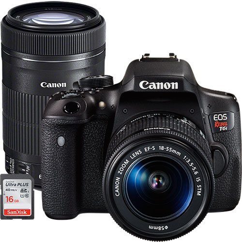 Canon EOS Rebel T6i DSLR Camera with 18-55mm Lens, Extra 55-250mm Lens ...