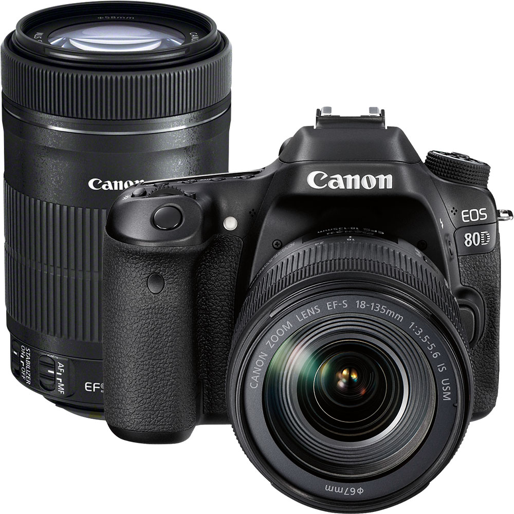 Canon EOS 80D DSLR Camera with 18–135mm Lens and Extra 55–250mm ...