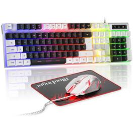 Earthley Blooms - Rgb Gaming And Backlit Mouse Combo Usb Wired Led Set For Laptop Pc Computer Game Work - Wireless - White & Black