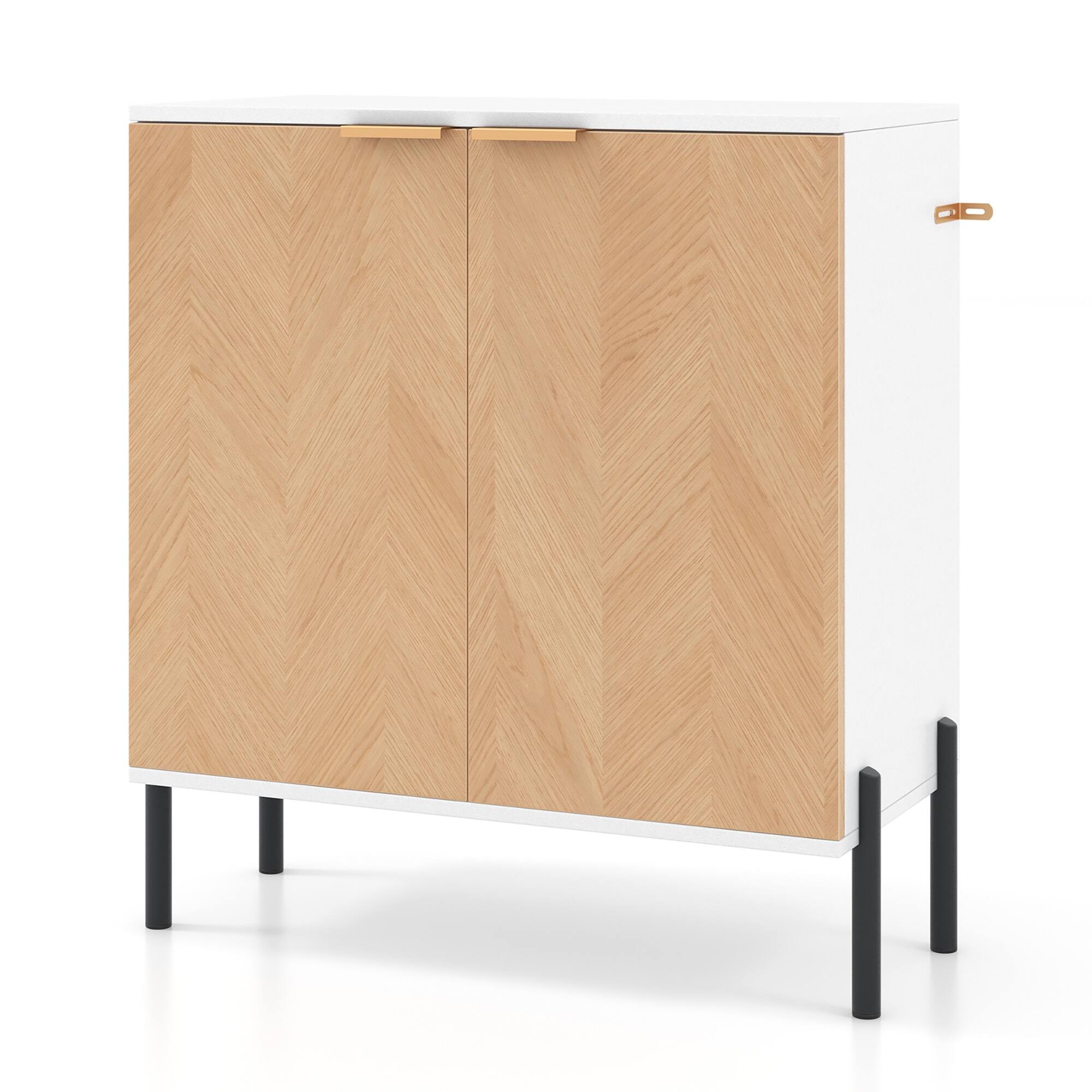 Alt View 8. Gymax - Gymax 2-Door Buffet Cabinet Sideboard Cabinet w/ Shelf Metal Legs&Anti-Tipping Kits - Natural.