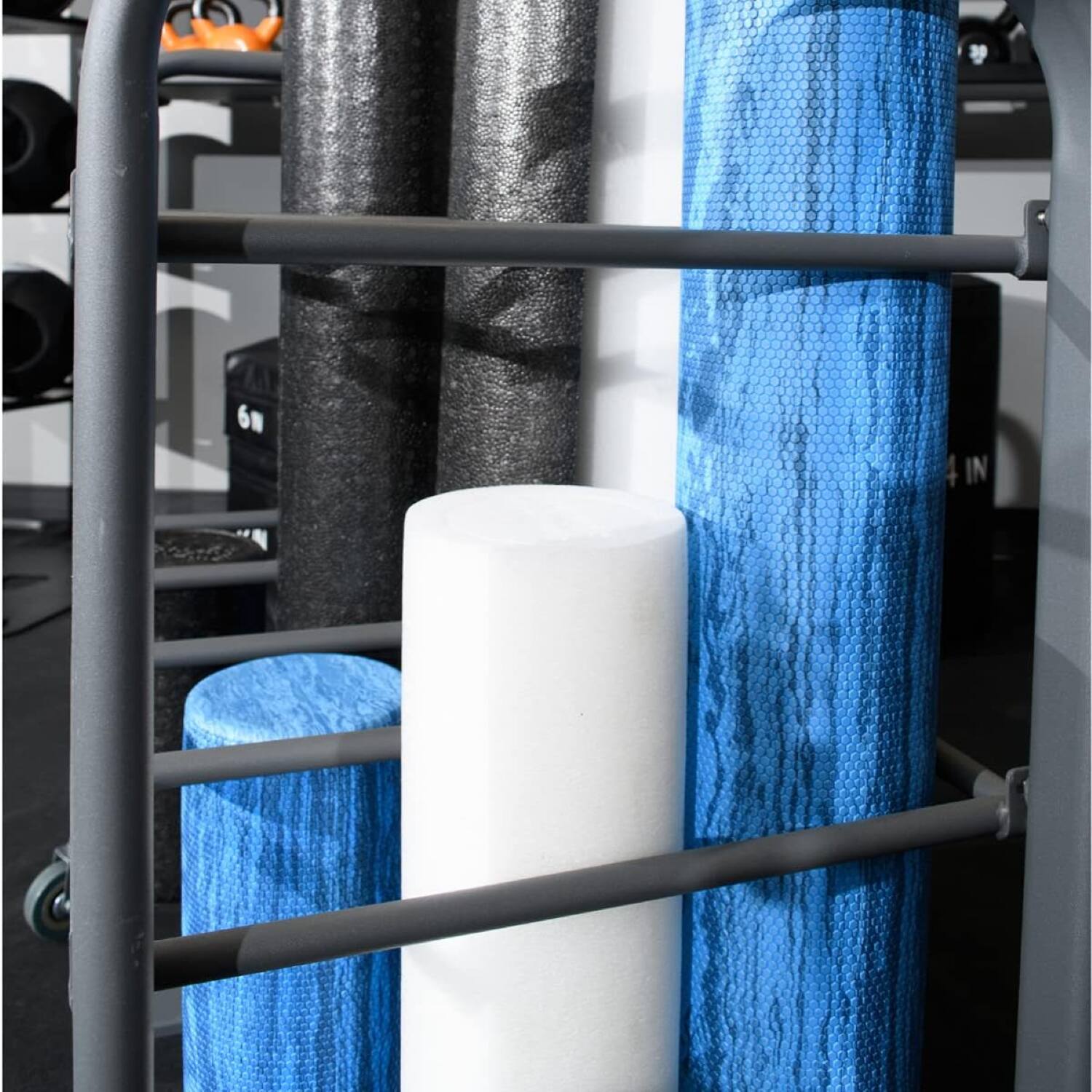 Alt View 2. Power Systems - Club Foam Roller Cart – Holds 12 Rollers, Portable Foam Roller Storage Stand - Black.