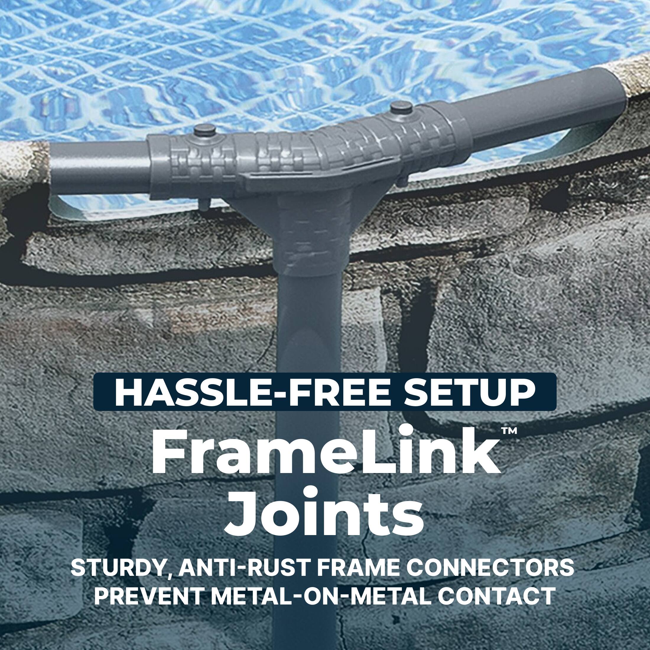 HASSLE-FREE SETUP  
FrameLink™ Joints  
STURDY, ANTI-RUST FRAME CONNECTORS  
PREVENT METAL-ON-METAL CONTACT