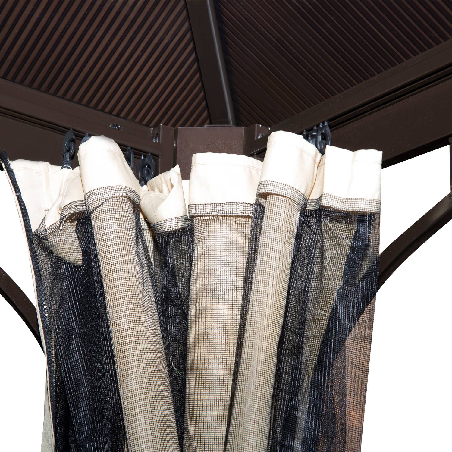 Alt View 7. Outsunny - 10' x 10' Hardtop Gazebo Canopy with Polycarbonate Roof, Aluminum Frame, Permanent Pavilion Outdoor Gazebo - Beige.