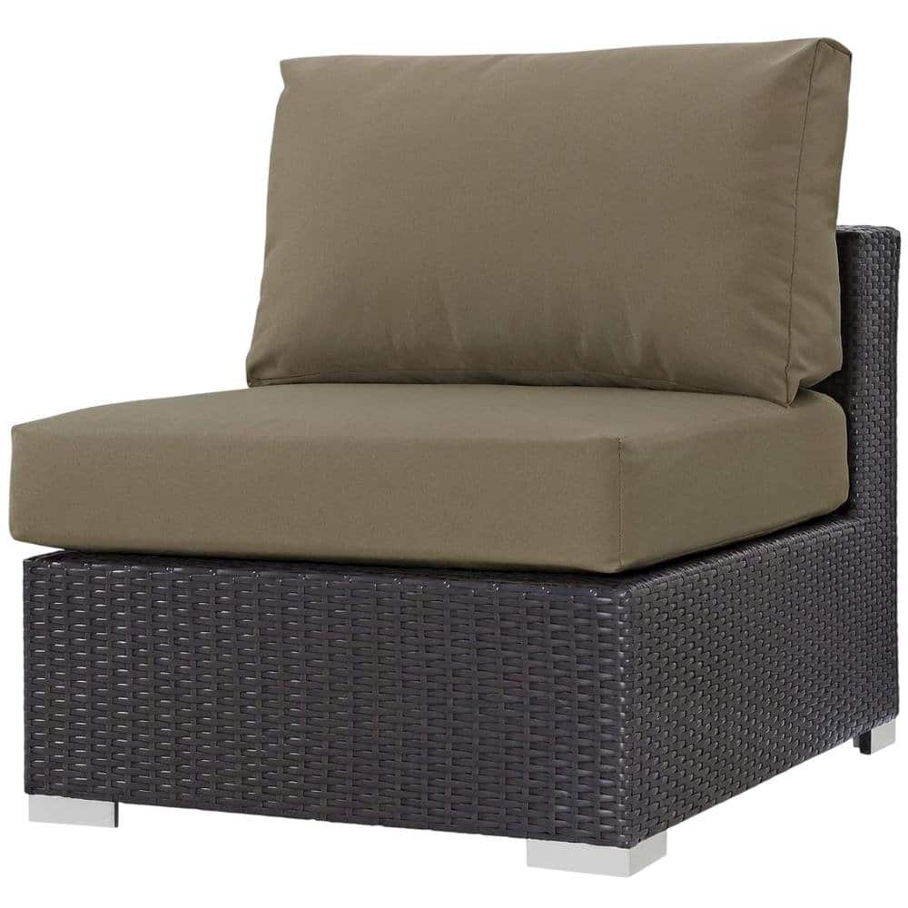 Outdoor Escape - Outdoor Patio Armless Lounge Chair With Cushions For Comfortable Seating - Brown