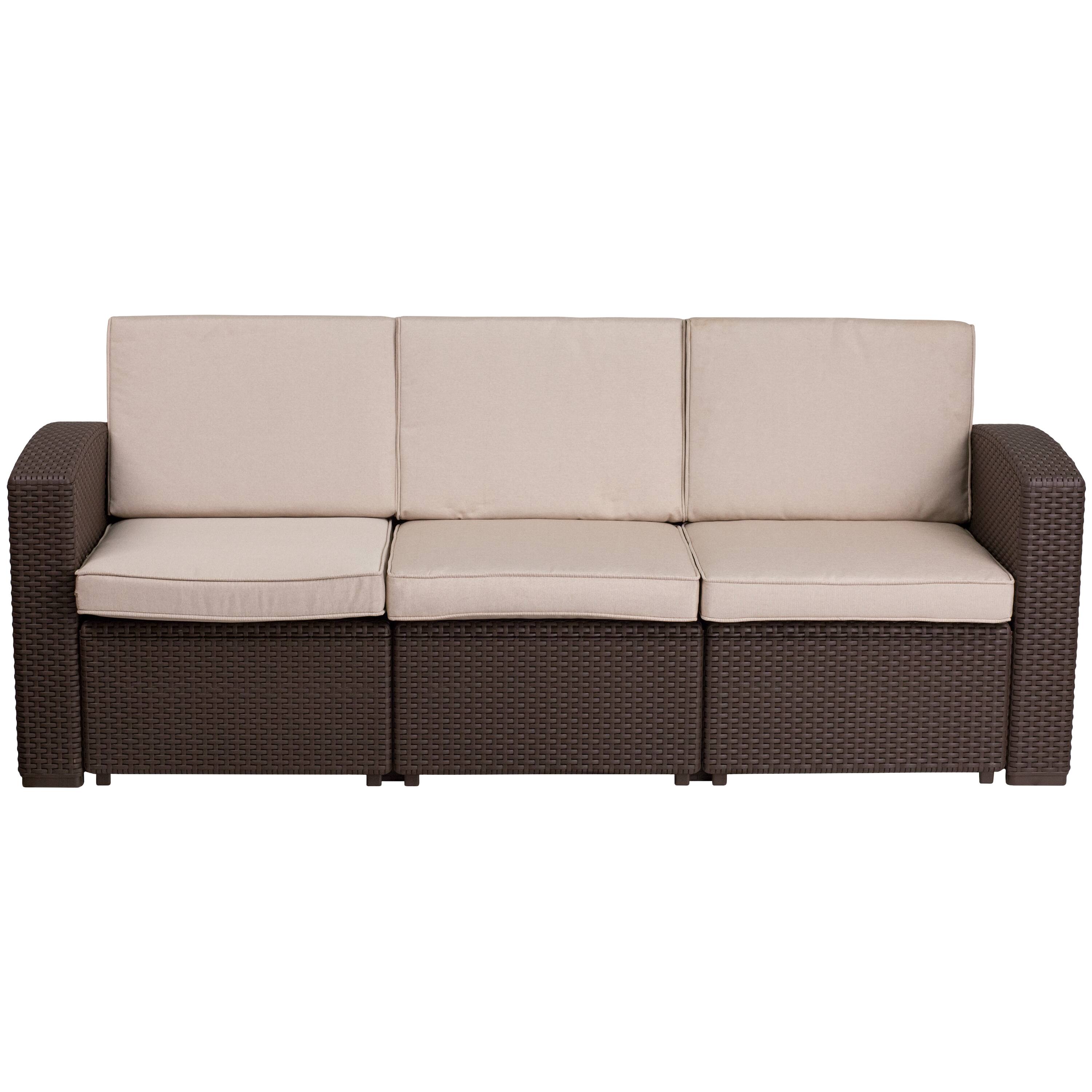 Alt View 11. Alamont Home - Seneca Faux Rattan Sofa with All-Weather Cushions - Chocolate Brown.