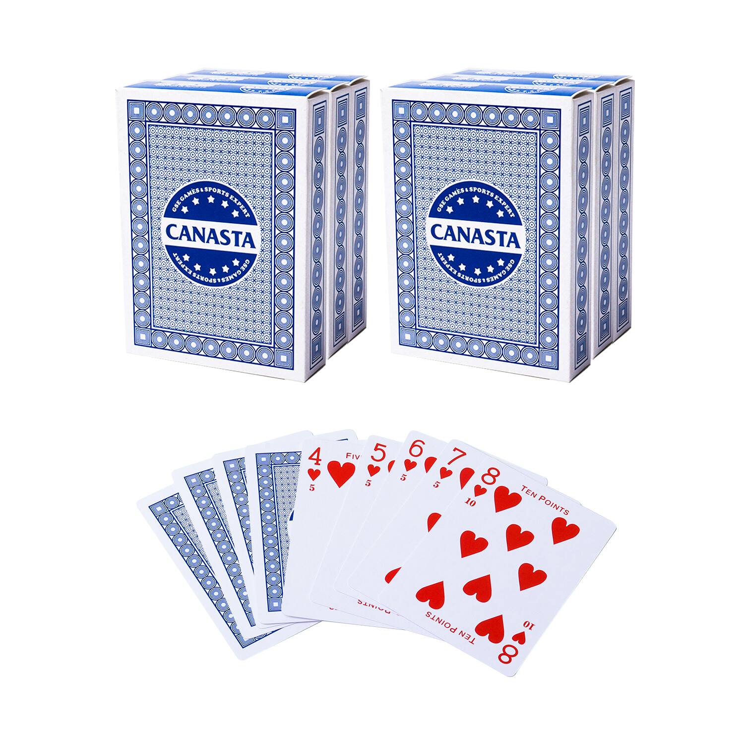 GSE Games & Sports Expert - 6-Deck Canasta Cards with Point Values, Included Canasta and Hand & Foot Game Rules - Blue