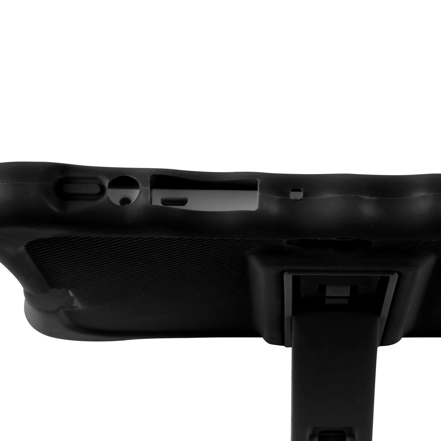 Back. DirectDeals - Shockproof Silicone Tablet Case with Stand – 7" Snap-On Cover - Black.
