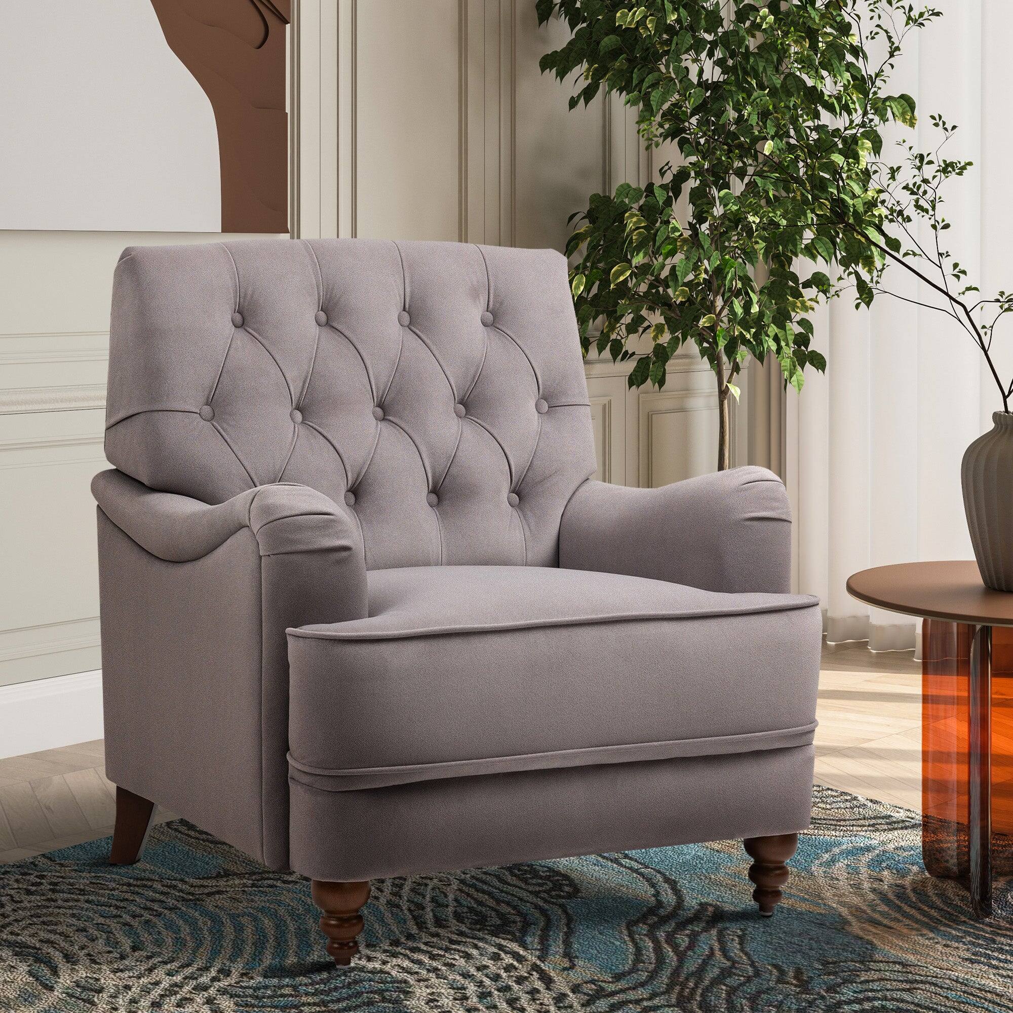 Alt View 4. Boyel Living - 34 in. W Ergonomic High-End Fabric Accent Recliner Chair with Rubber Wooden Legs and Armrests - Gray.