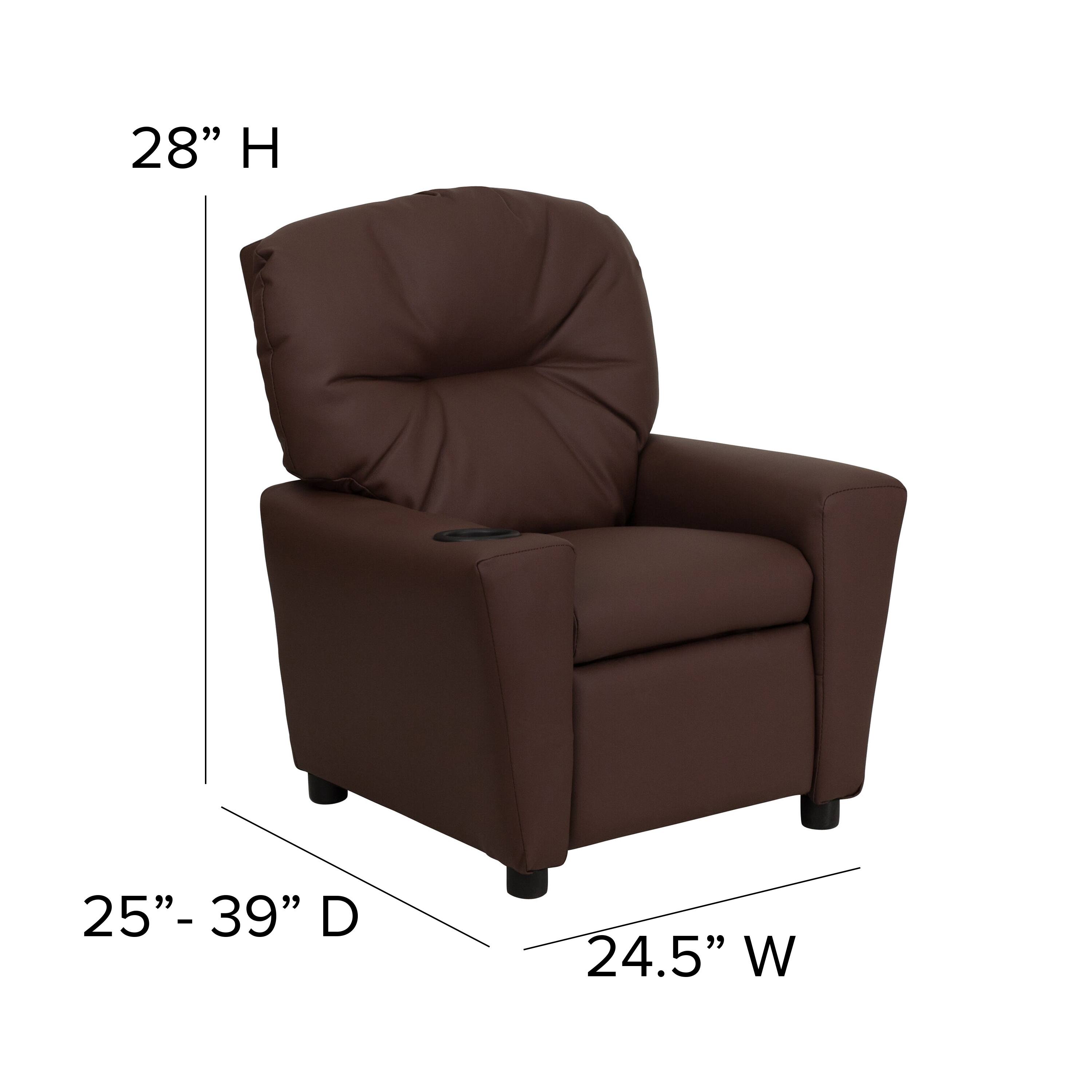 Alt View 12. Alamont Home - Contemporary Kids Recliner with Cup Holder - Brown LeatherSoft.