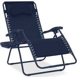 Best Choice Products - Oversized Zero Gravity Chair, Folding Outdoor Patio Recliner w/ Cup Holder - Indigo