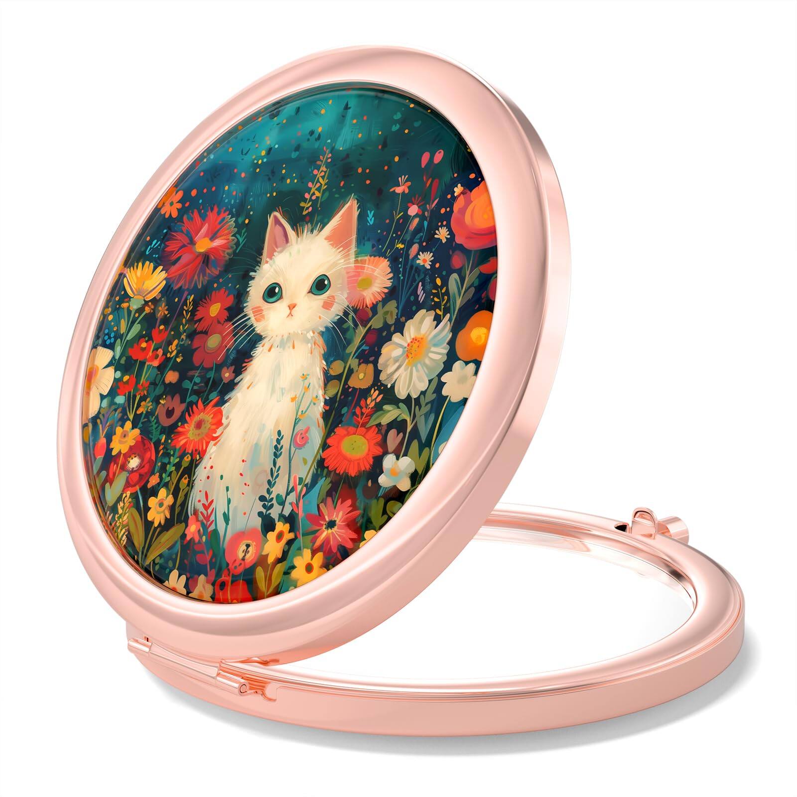 Pretty Flowers Cat-2.75"L x 2.75"W(Rose Gold)
