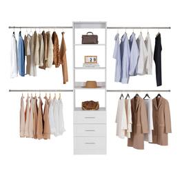 VEVOR - Closet System with 3 Drawers, Adjustable Height Wooden Closet Organizers, Modern Walk-in Wardrobe Organization - White