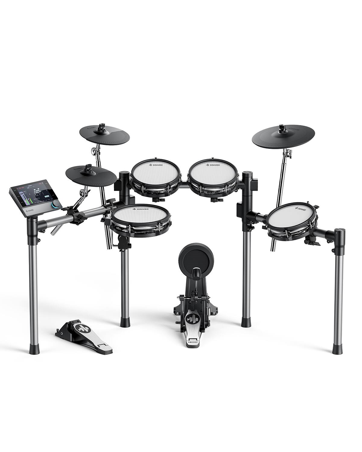 Front. Donner music - Donner Beat Electronic Drum Set - Black.