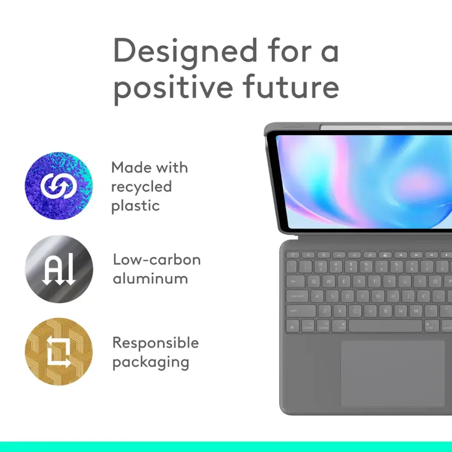 Designed for a positive future. Made with recycled plastic. Low-carbon aluminum. Responsible packaging.