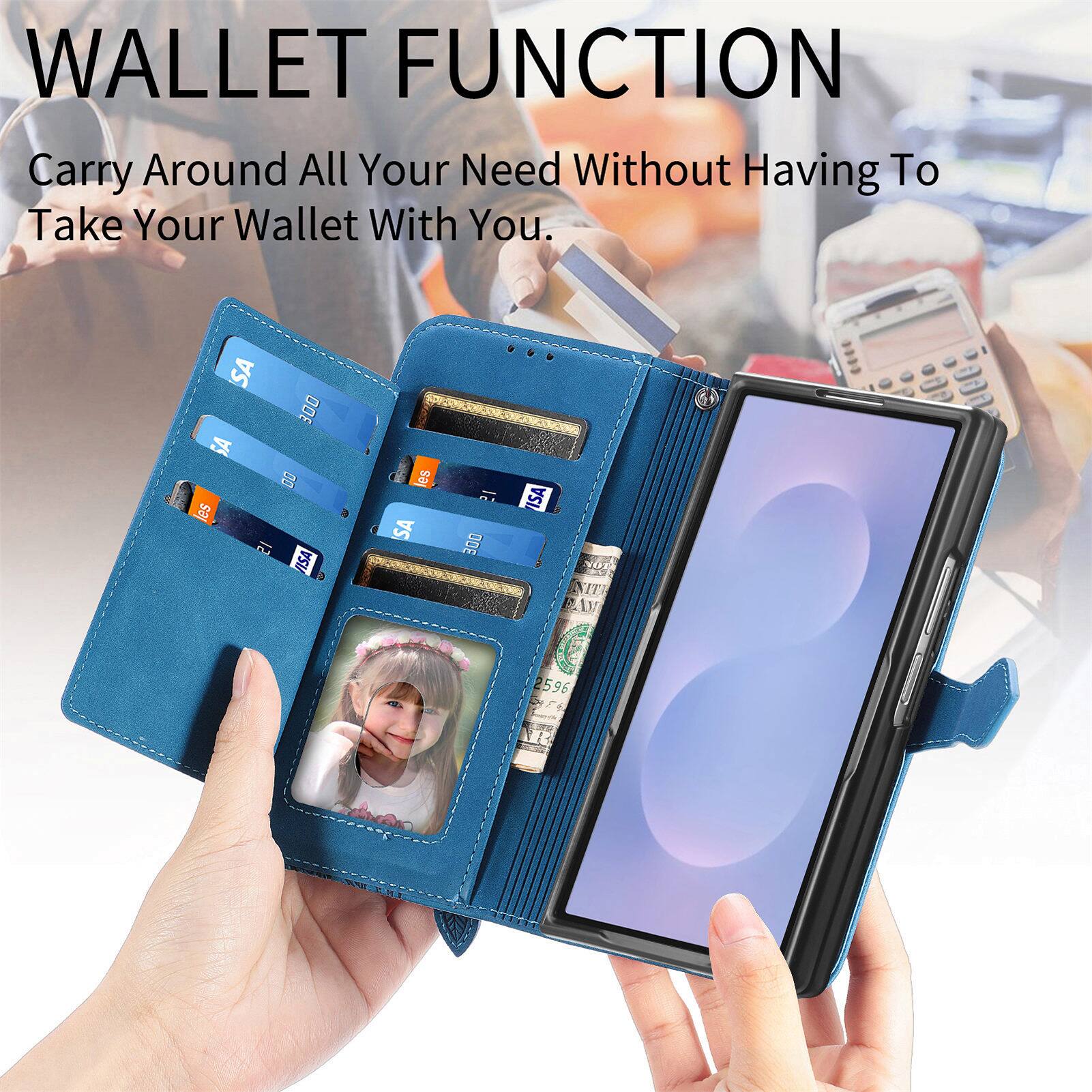 WALLET FUNCTION  
Carry Around All Your Need Without Having To Take Your Wallet With You.