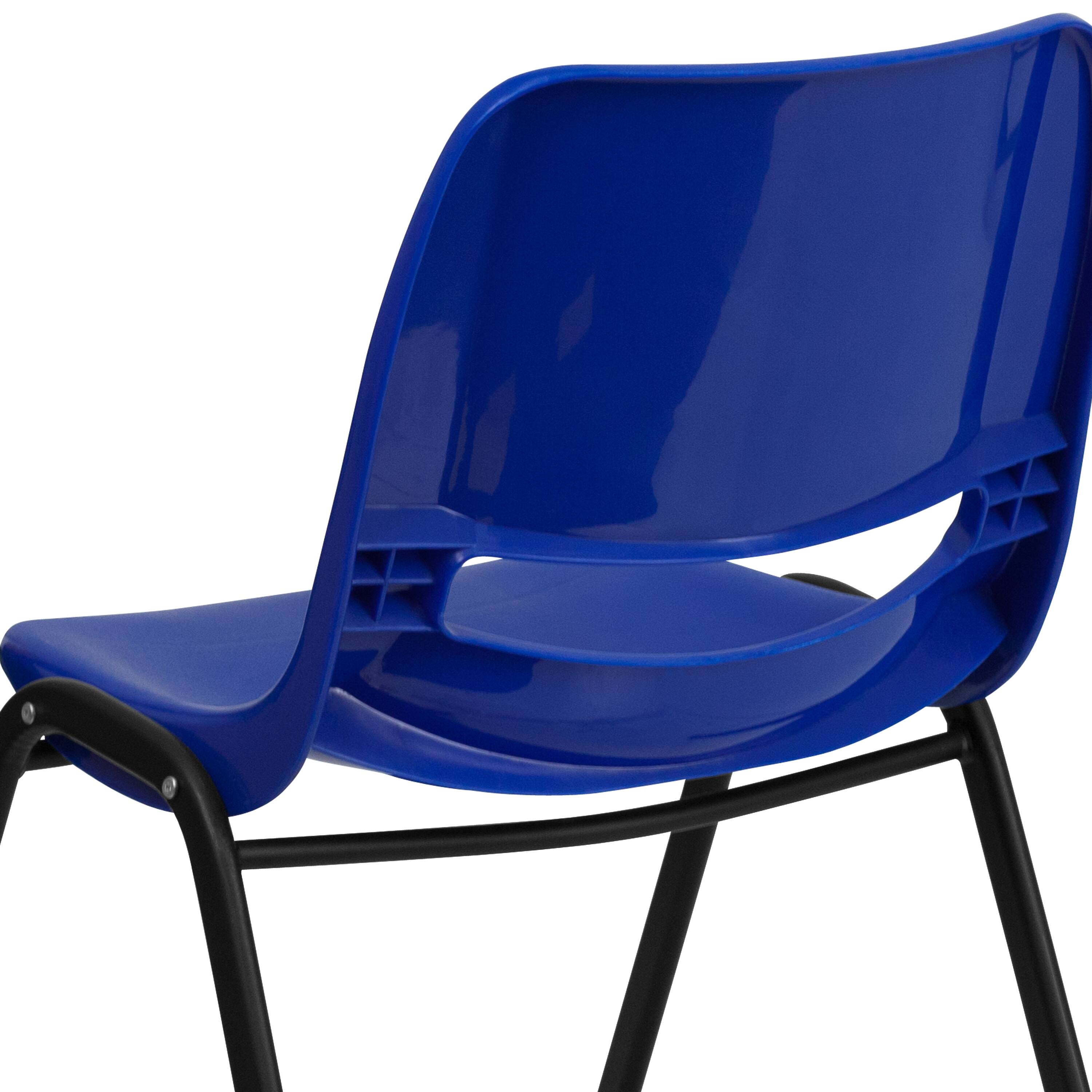 Alt View 10. Emma + Oliver - Ergonomic Kid's Shell Stack Chair - 12" Seat Daycare Home School - Navy Plastic/Black Frame.