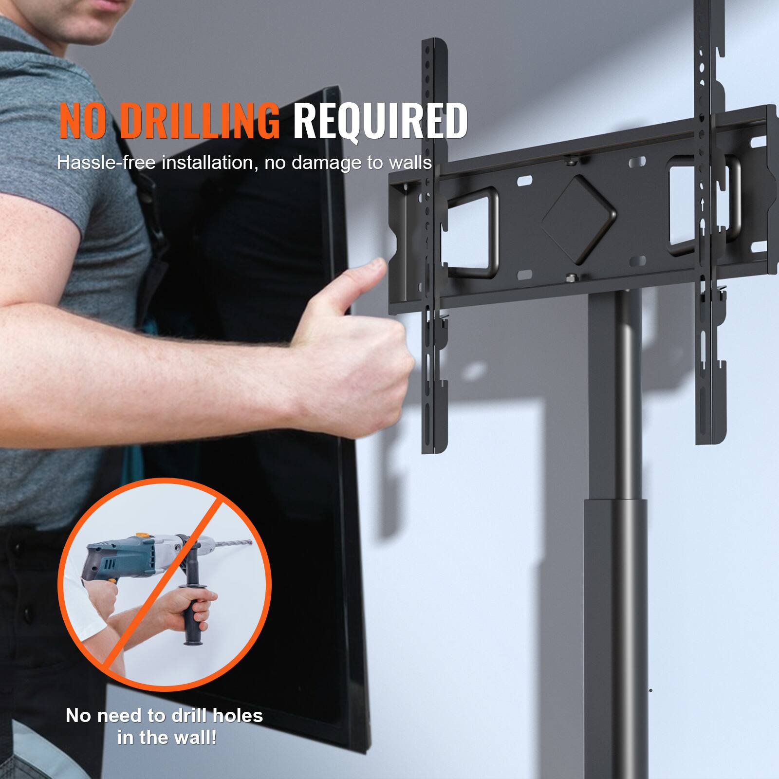 NO DRILLING REQUIRED
Hassle-free installation, no damage to walls
No need to drill holes in the wall!