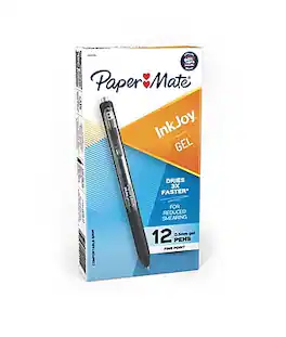 Paper Mate - InkJoy Retractable Gel Pen, Fine Point, 0.5mm, Dozen - Black Ink