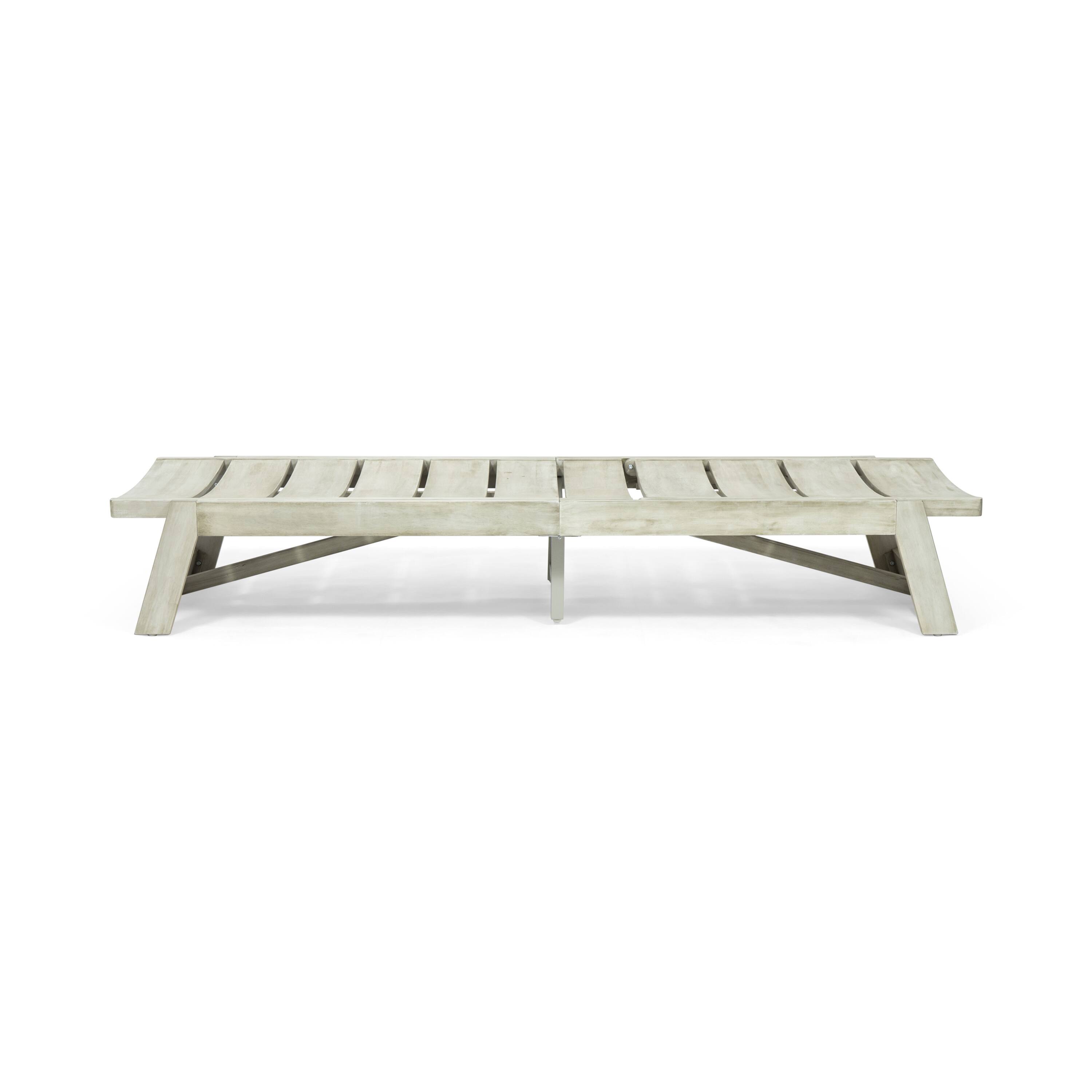 Alt View 2. Mondawe - Set of 2 Outdoor Acacia Wood Chaise Lounge Set - Grey.