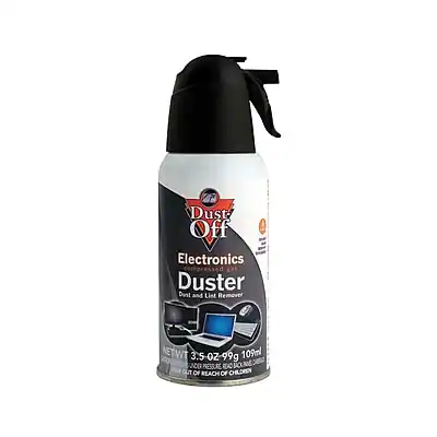 Dust Off Electronics Duster
Dust and Lint Remover
NET WT 3.5 oz (99g) 109ml
PRESSURE GAGE
OUT OF REACH OF CHILDREN