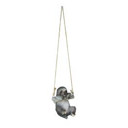 Mayrich Company - Hand-Painted Resin Sculpture Three-Toed Sloth Hanging Statue With Rope Hanger - Gray