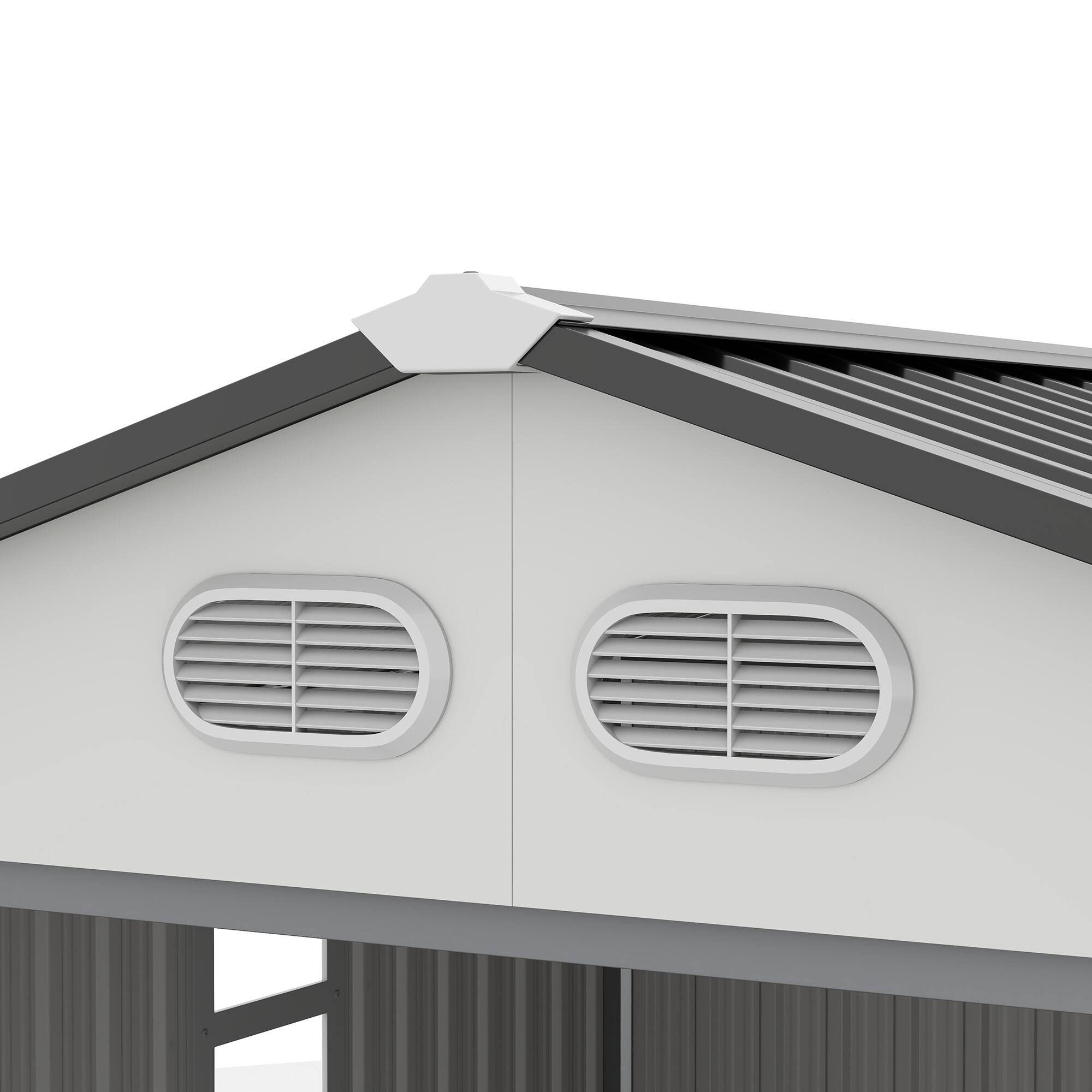 Alt View 7. Mondawe - 8x8 FT Outdoor Storage Shed with Protective Film, Four Daylight Windows and Lockable Doors - White.