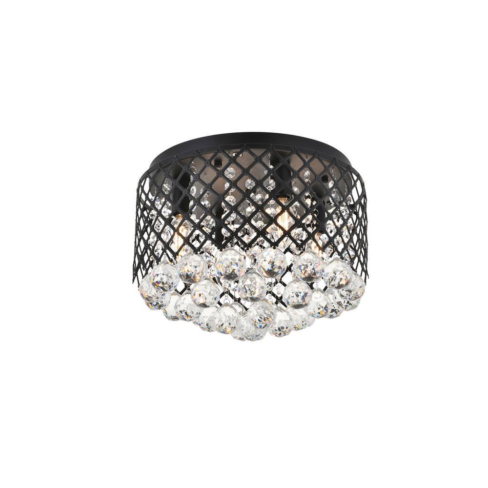 Alt View 2. Living District - Tully 4 light Matte Black Flush Mount - Matte Black And Clear.