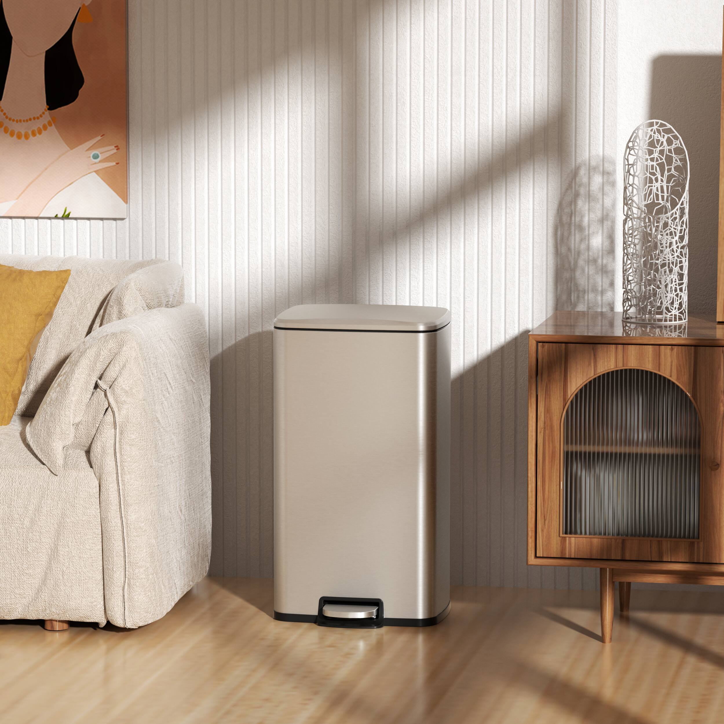 Alt View 6. Innovaze - 8 Gal./30 Liter Rectangular Stainless Steel step-on Trash Can for kitchen - Sliver.