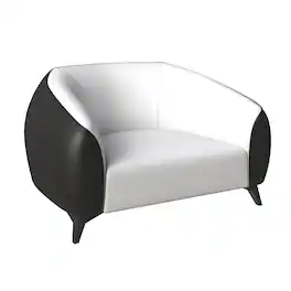 LeisureMod - Opula Modern Eco-Leather Accent Chair, Steel Base Single Seater Armchair - Black/White