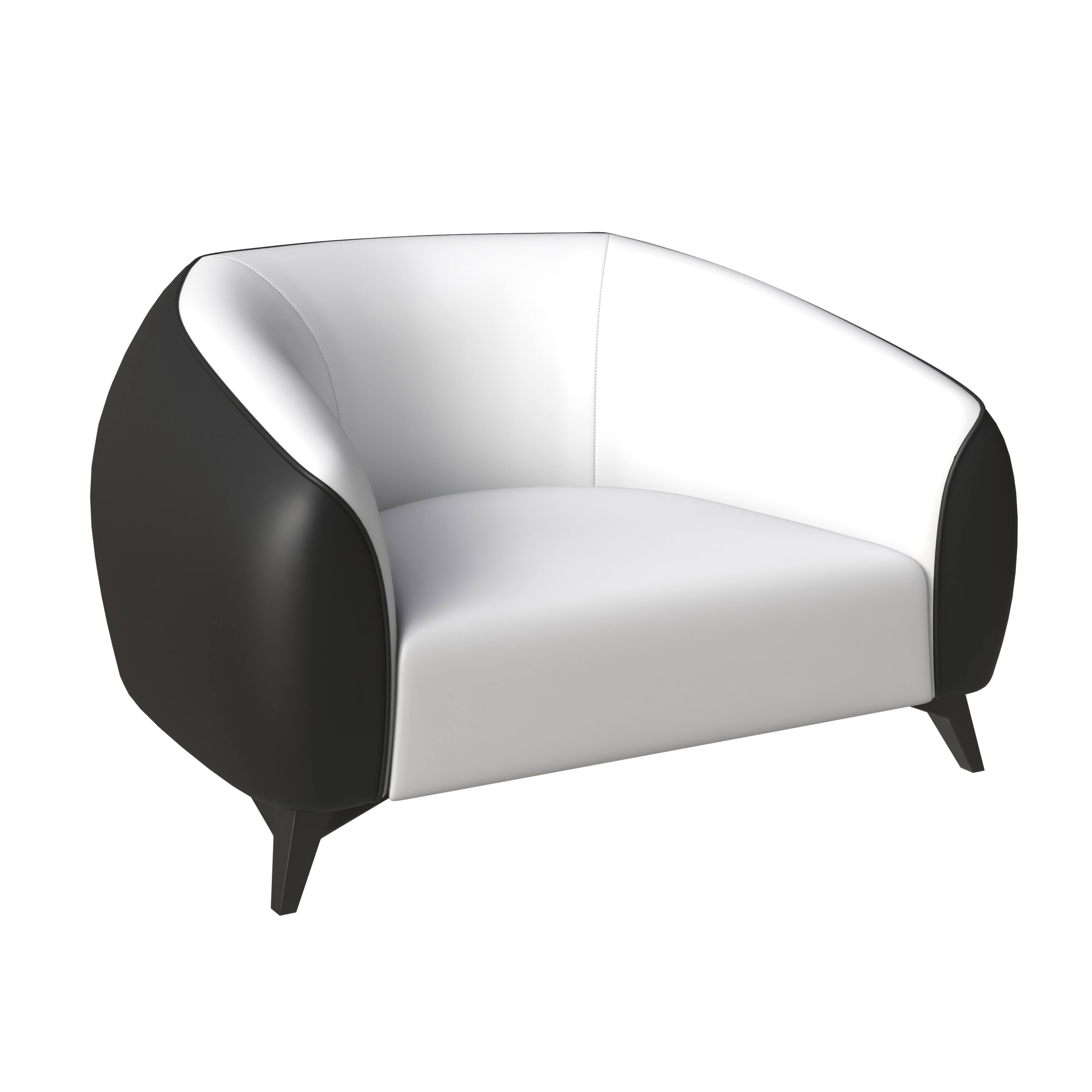 Front. LeisureMod - Opula Modern Eco-Leather Accent Chair, Steel Base Single Seater Armchair - Black/White.